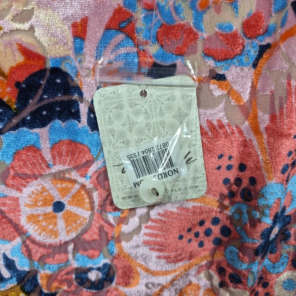 NWT Free People Della Burnout Velvet Mini Dress‎ Fruit Punch Combo Size Large